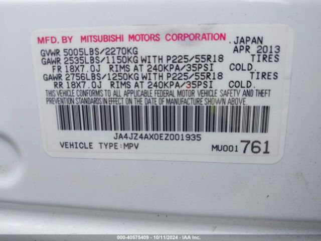 2014 MITSUBISHI OUTLANDER JA4JZ4AX0EZ001935 Photo 8