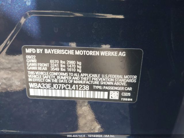 WBA33EJ07PCL41238 BMW 760 I Xdrive