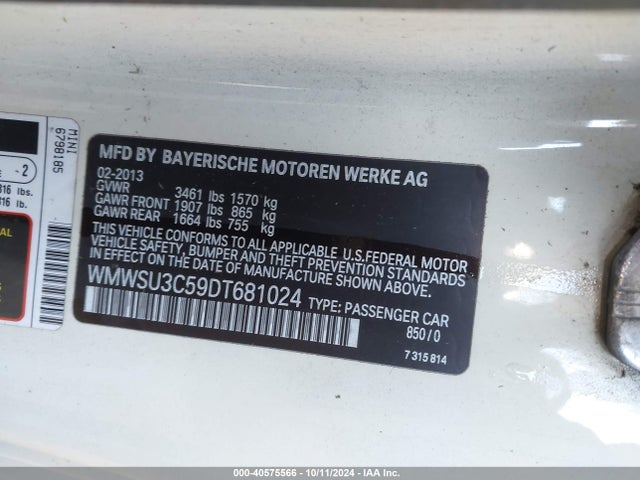 2013 MINI HARDTOP WMWSU3C59DT681024 Photo 8