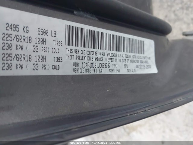 1C4PJMDB1JD609297 Jeep Cherokee Limited 4x4