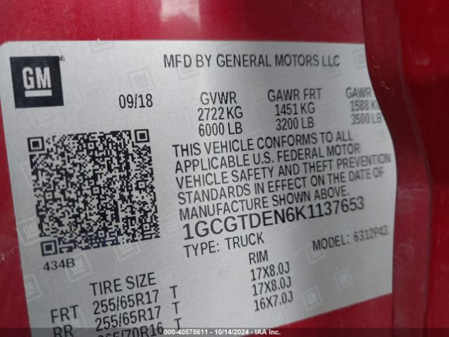 1GCGTDEN6K1137653 Chevrolet Colorado Z71
