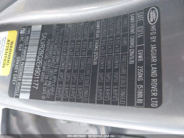SALVR2BG2EH901177 Land Rover Range Rover Evoque Pure