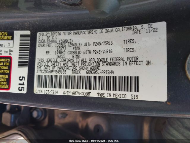 3TMCZ5AN0PM549165 Toyota Tacoma Sr V6