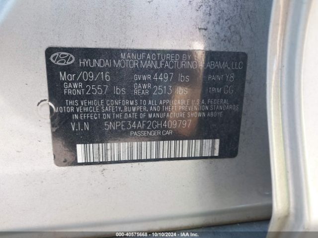 5NPE34AF2GH409797 Hyundai Sonata Sport