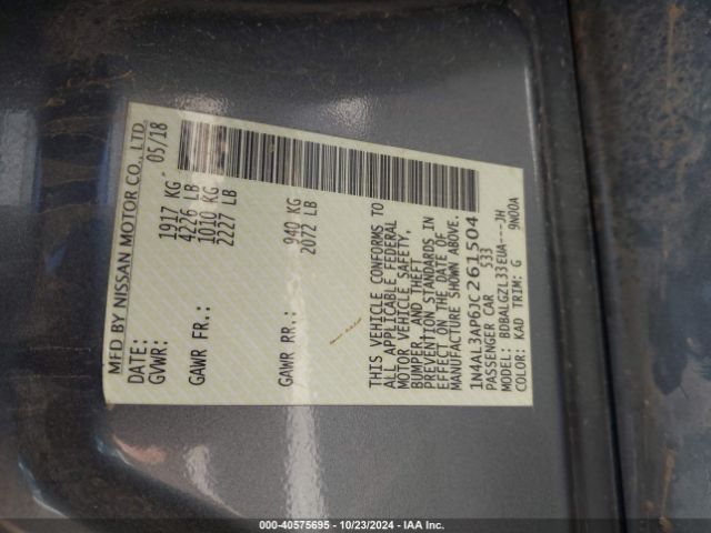 1N4AL3AP6JC261504 Nissan Altima 2.5 S