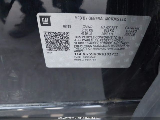 1G6AR5SX0K0101711 Cadillac CTS LUXURY