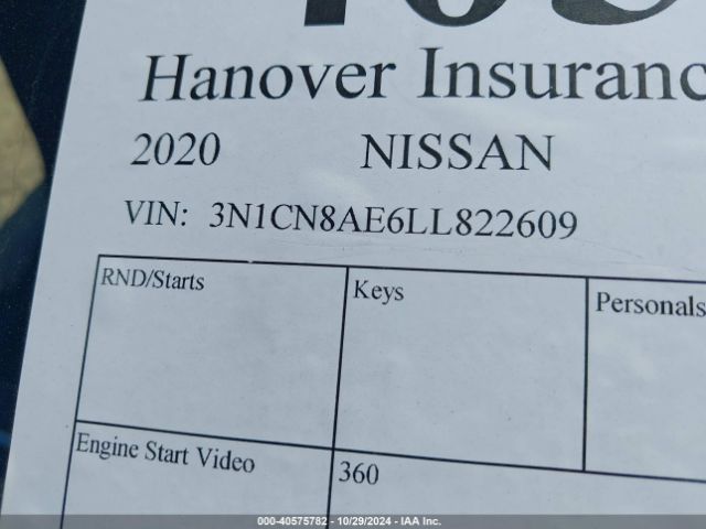 3N1CN8AE6LL822609 Nissan Versa