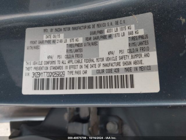 3MZBM1T70GM259829 Mazda Mazda3 I Sport