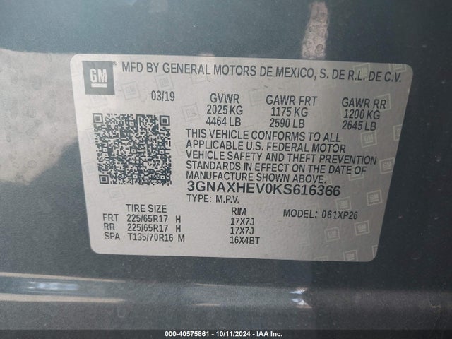 Chevrolet EQUINOX LS 2019 3GNAXHEV0KS616366 Image 9