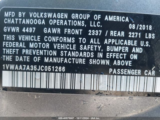 1VWAA7A35JC051266 Volkswagen Passat 2.0t R-line/2.0t S