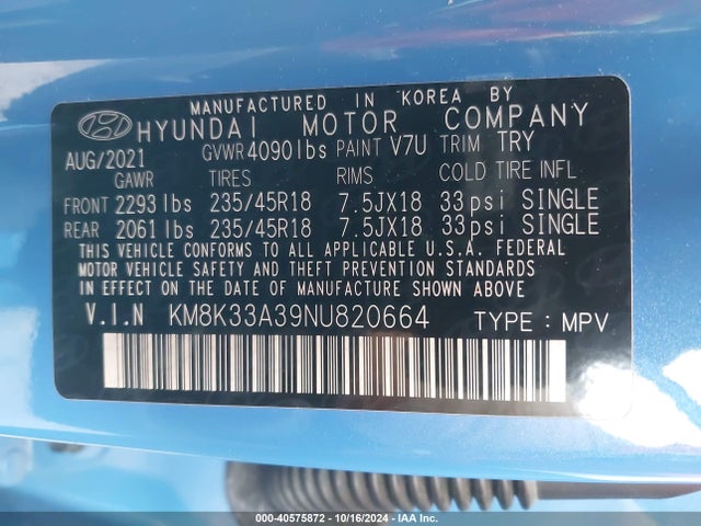 Hyundai Kona N Line 2022 KM8K33A39NU820664 Image 9