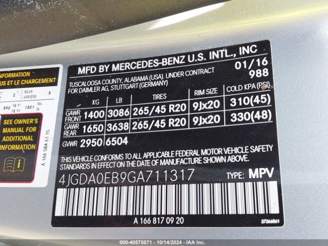4JGDA0EB9GA711317 Mercedes-Benz Gle 300d 4matic
