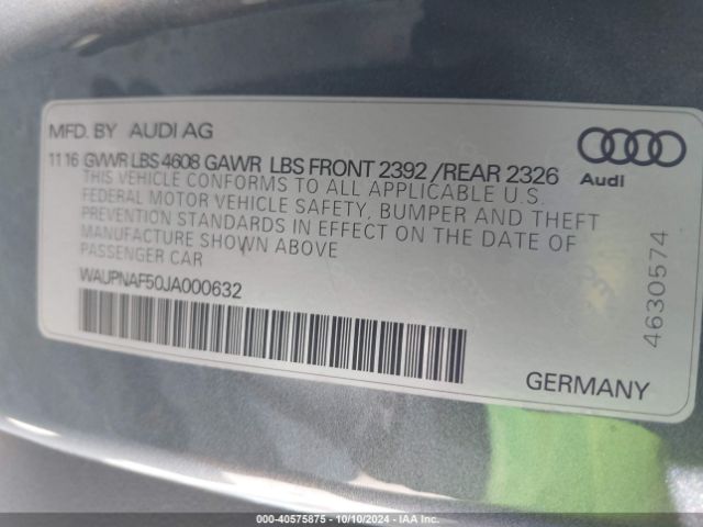 WAUPNAF50JA000632 Audi A5 2.0t Premium