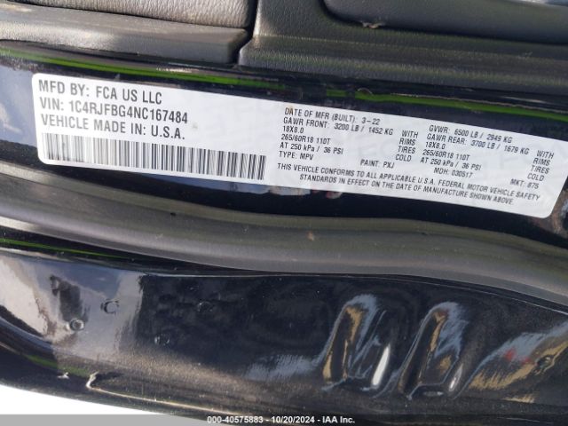 1C4RJFBG4NC167484 Jeep Grand Cherokee Wk Limited 4x4