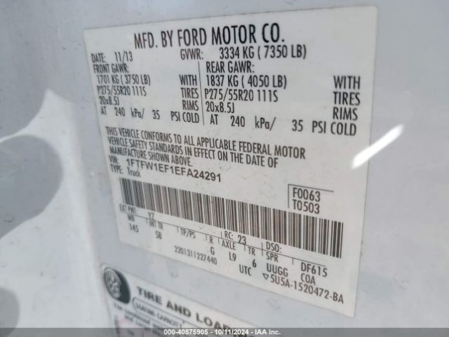 1FTFW1EF1EFA24291 Ford F-150 Fx4