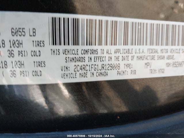 Chrysler Pacifica Touring Plus 2018 2C4RC1FG1JR129008 Image 9