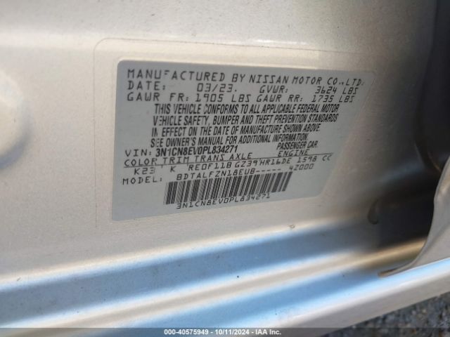 3N1CN8EV0PL834271 Nissan Versa 1.6 Sv Xtronic Cvt