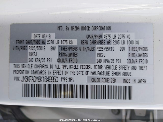 Mazda Cx-5 Grand Touring 2019 JM3KFADM8K1649950 Image 9