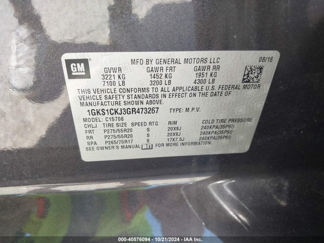 GMC YUKON DENALI 2016 1GKS1CKJ3GR473267 Image 9