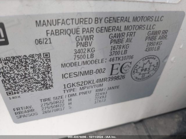 1GKS2DKL4MR399826 GMC Yukon 4wd Denali