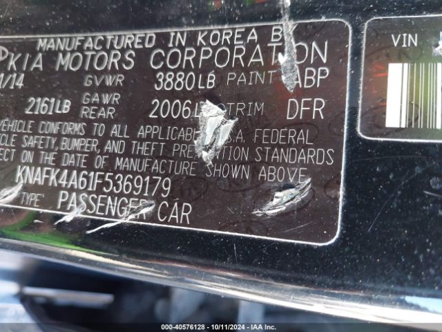 KNAFK4A61F5369179 KIA FORTE LX