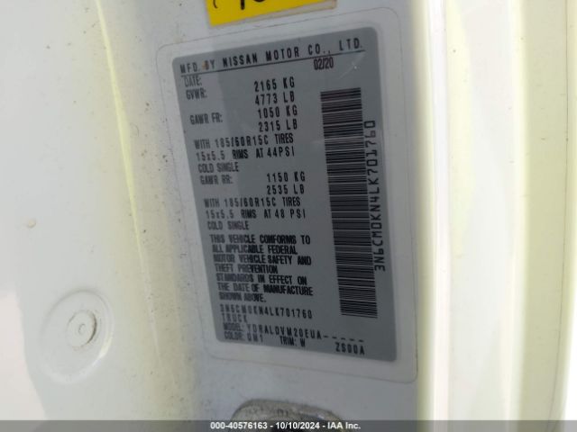 3N6CM0KN4LK701760 Nissan Nv200 Compact Cargo S Xtronic Cvt