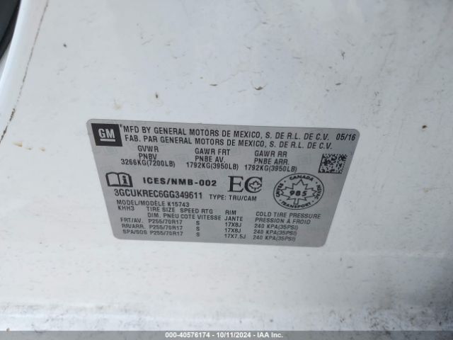 3GCUKREC6GG349611 Chevrolet Silverado 1500 1lt/2lt