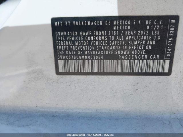 3VWC57BU6MM039084 Volkswagen Jetta 1.4t R-line/1.4t S/1.4t Se
