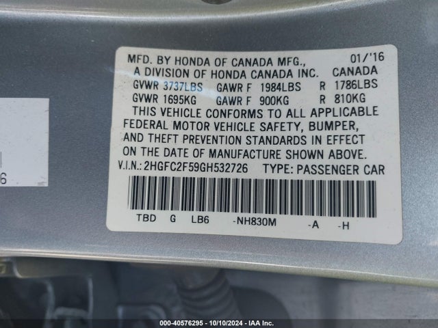Honda Civic Lx 2016 2HGFC2F59GH532726 Image 9