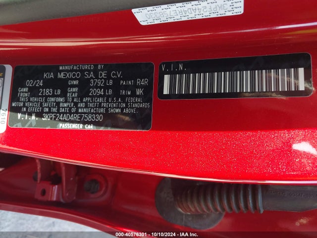 KIA Forte Lxs 2024 3KPF24AD4RE758330 Image 9