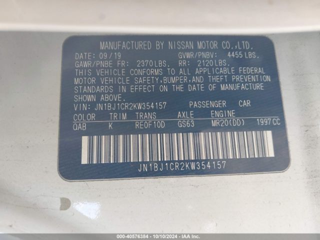 JN1BJ1CR2KW354157 Nissan Rogue Sport Sl