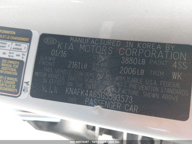KIA FORTE LX 2016 KNAFK4A65G5593573 Image 9
