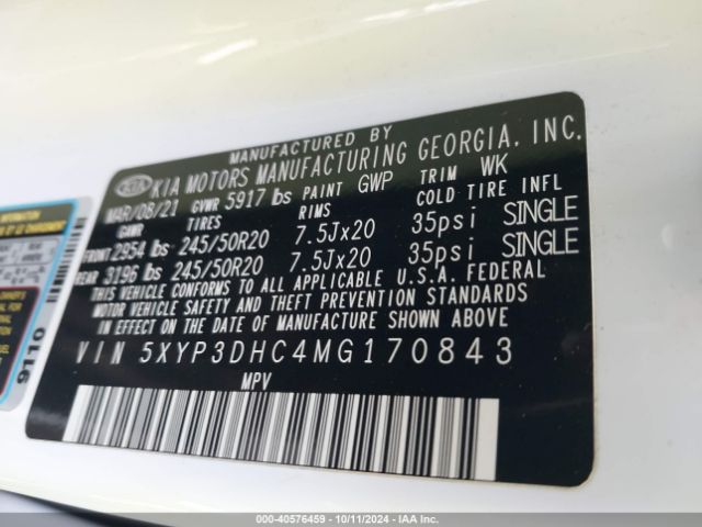 5XYP3DHC4MG170843 KIA Telluride Ex