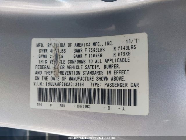 2012 ACURA TL 19UUA8F56CA013464 Photo 8