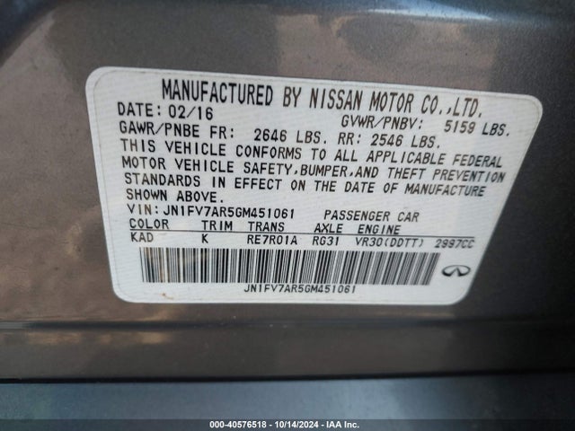 JN1FV7AR5GM451061 Infiniti Q50 3.0t Red Sport 400