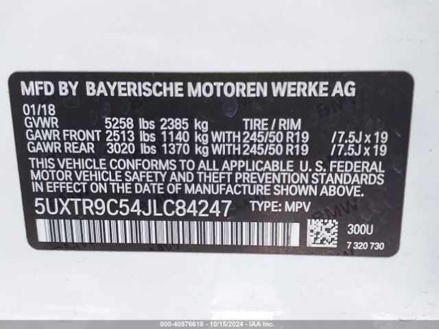 5UXTR9C54JLC84247 BMW X3 Xdrive30i