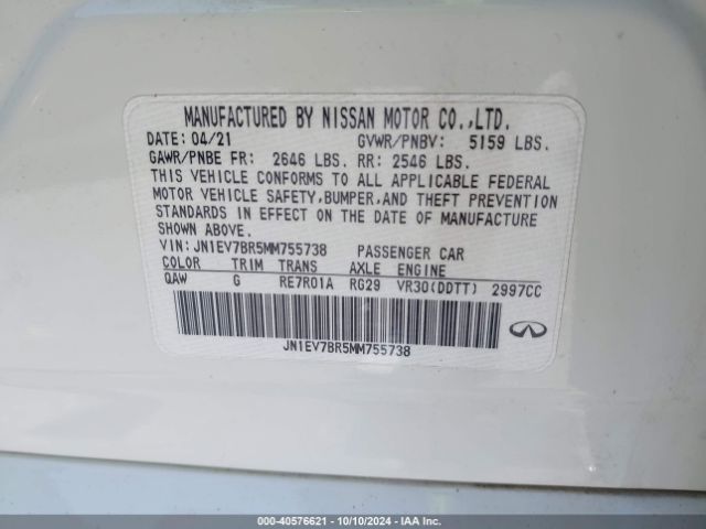 JN1EV7BR5MM755738 Infiniti Q50 Luxe Awd