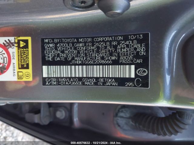 JTHBK1GG6E2098666 Lexus ES 350