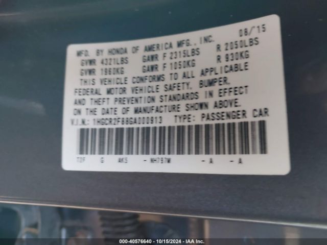 1HGCR2F88GA000913 Honda Accord Ex-l