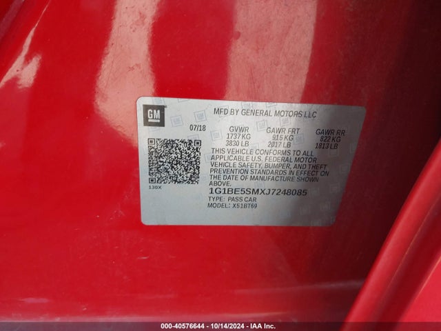 Chevrolet Cruze Lt Auto 2018 1G1BE5SMXJ7248085 Image 9