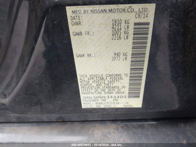 1N4AL3AP6FN344409 Nissan Altima 2.5 S