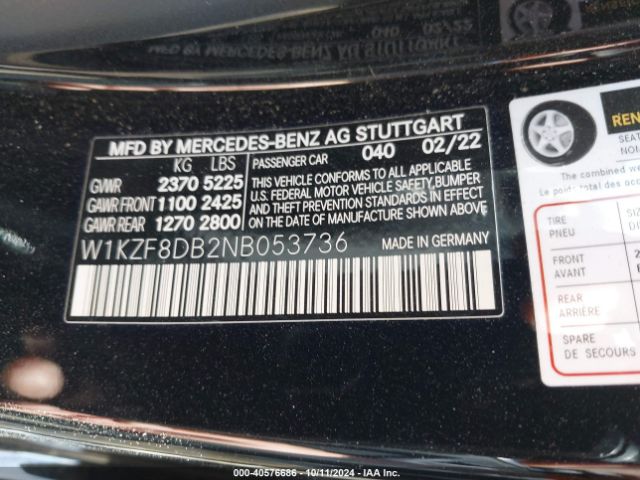 W1KZF8DB2NB053736 Mercedes-Benz E 350