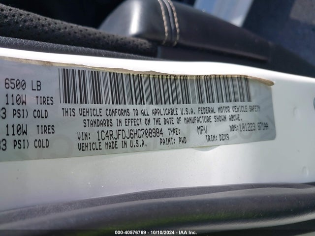 1C4RJFDJ6HC708984 Jeep Grand Cherokee Srt 4x4