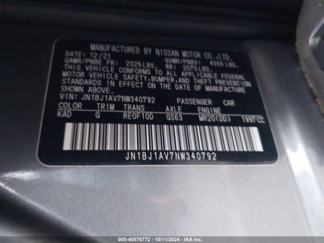 JN1BJ1AV7NW340792 Nissan Rogue Sport S Fwd Xtronic Cvt