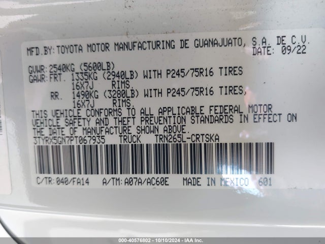Toyota Tacoma Sr 2023 3TYRX5GN7PT067935 Image 9