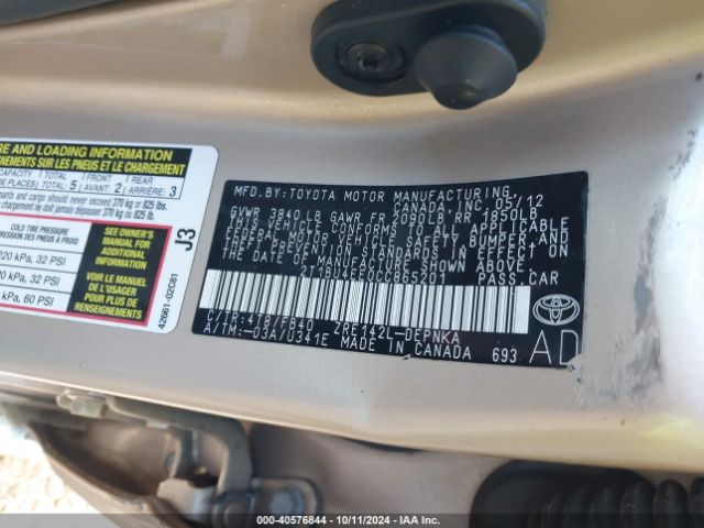 2012 TOYOTA COROLLA 2T1BU4EE0CC865201 Photo 8