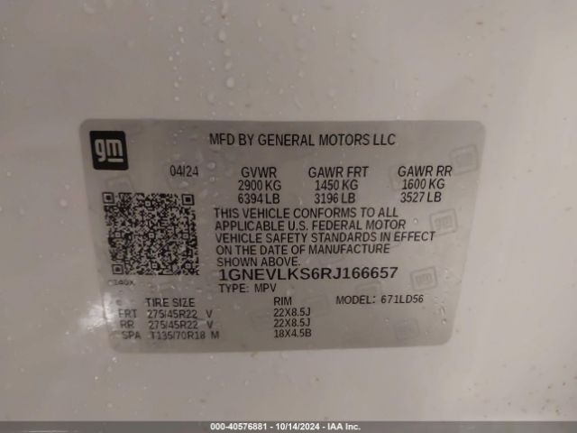 1GNEVLKS6RJ166657 Chevrolet Traverse Awd Rs