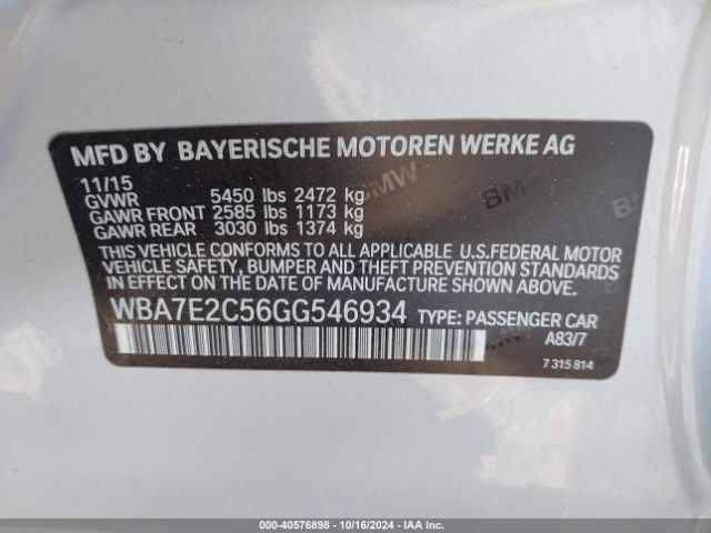 2016 BMW 740I WBA7E2C56GG546934 Photo 8