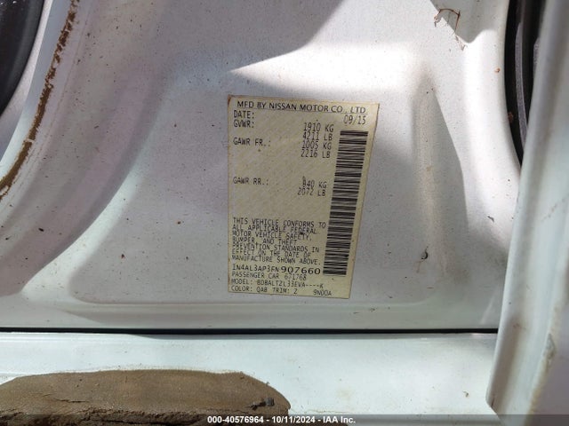 Nissan Altima 2.5 Sl 2015 1N4AL3AP3FN907660 Image 9