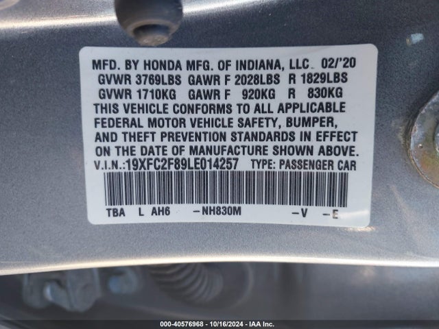 Honda Civic Sport 2020 19XFC2F89LE014257 Image 9